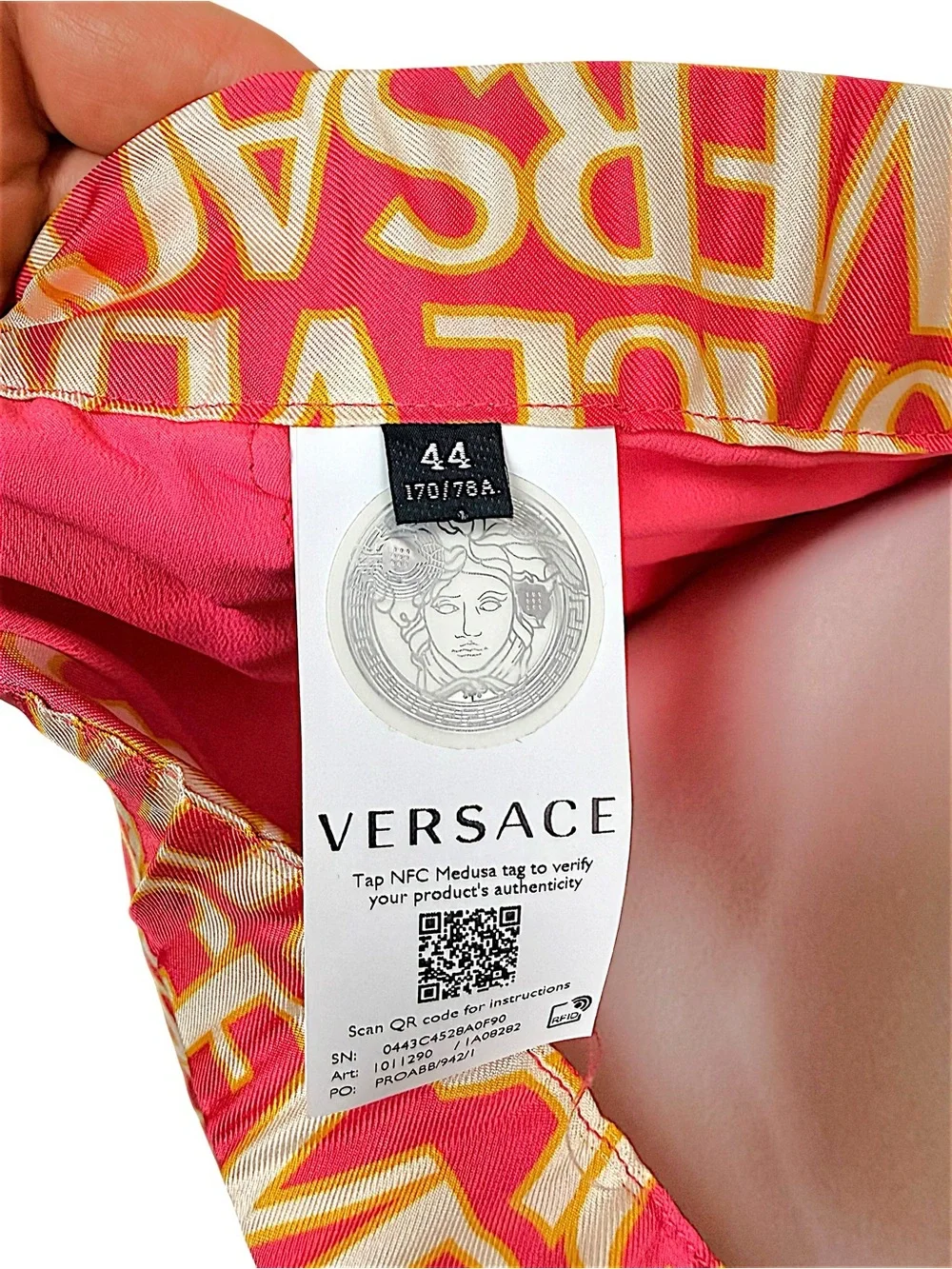 Versace x Dua Lipa 2023 Silk Logo Print Shirt & Wide Leg Pants Set